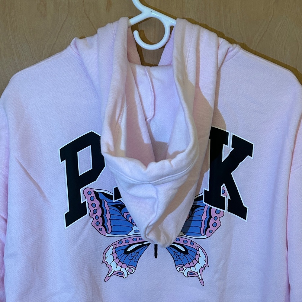 PINK Victoria's Secret Light Pink Zip-Up Hoodie with Butterfly design - Picture 3 of 7